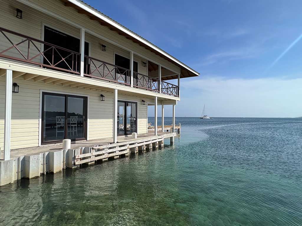 East Harbour Utila town and Caribbean waterfront Honduras